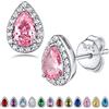 Bestyle Orecchini a Lobo Argento 925 Pietre Portafortuna Ottobre Rosa Tormalina Orecchini Forma Goccia, Stud Orecchini Donna, Confezione Regalo