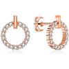 Tiwoca Jewellery - Orecchini da donna rotondi con zirconi, in oro rosa, con custodia e panno per lucidatura