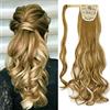Gairyan Extension Coda Capelli Wrap Ponytail Finta Mossi di Cavallo Posticci per Lunghi Parrucchino Ricci 60cm per Donna, Bionda Scura & Bionda Candeggina