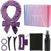 Admygo Set di 8 arricciacapelli senza calore, senza calore, per capelli lunghi e corti, in morbido velluto senza calore, per ricci durante la notte, include clip, fascia, flacone spray e clip per capelli