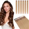 Elailite Extension Capelli Veri Clip Biondi Remy Human Hair Naturali Set da 6 Ciocche Singole con Silk Lace 30cm 33gr per Volume/Mèches (#27 Biondo Scuro)