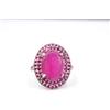 Lab- Crea Rubino & Zircone Taglio Pietra 925 Argento Sterling Due Tonalità