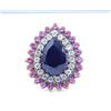 10.4 GM 925 Argento Sterling Onice Nera & C.Z.Taglio Pietra Bicolore Anello