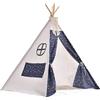 HoveeLuty Tenda a Forma di Teepee per Bambini con Motivo Stellato, Tenda da Gioco per Bambini con per Porta e lucernario, 31, 5x31, 5x43 Pollici, per in Cotone e Lino con Nappa per Intern
