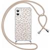 ZhuoFan Custodia con Cordino per iPhone 16 Plus 6,7, Trasparente Aesthetic Disegni Cover con Collana, Morbido Telaio in Silicone TPU + Rigido PC Bumper Antiurto Case con Laccio, Leopard