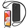 Coalbooliy Cover per Samsung Galaxy A14 5G 6,6 con Cordino per Cellulare, Custodia Silicone con Regolabile Collana Sottile Morbida Case Protezione della fotocamera Antiurto con Necklace, Nero