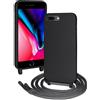 FERLAN Custodia per iPhone 7 Plus/8 Plus Cover con Cordino,Rosa Silicone Antiurto TPU Morbido Case Corda Collana Necklace Regolabile Stylish con Catena Ultra Sottile Cover per iPhone 6 Plus,Nero