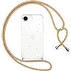 Yoedge Cover con Cordino per iPhone 16e/SE 4/SE 2025 6,1, Trasparente Aesthetic Disegni Fiori Custodia con Collana Tracolla Laccio Collo, Sottile TPU Silicone + PC Antiurto Case per iPhone 16e,13