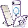 Flyzoo Cover Magnetica per iPhone Air con Supporto Stand ad Anello, [Protezione Antilngiallimento & Antiurto] Custodia Trasparente Posteriore Hard PC Case con Silicone Bordo, 6.5'', Clear Viola