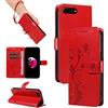 SRISHP Cover per iPhone 8 Plus/iPhone 7 Plus, Magnetica Cover a Libro con Slot per Schede, Custodia in PU Pelle Portafoglio per iPhone 8 Plus/iPhone 7 Plus, Rosso