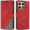 SONWO Cover per Xiaomi 14T, Flip Custodia in PU Pelle, Cover a Libro Portafoglio con Slot per Schede e Supporto Stand per Xiaomi 14T, Rosso
