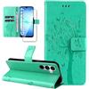 Dcjlbo Cover per Samsung Galaxy A17 4G/5G Custodia Cover in Pelle Portafoglio a Libro con Pellicola Vetro Temperato Porta Carte Cover Flip Case Antiurto Custodia-Verde