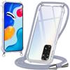 Oelrstfe Cover con Cordino per Xiaomi Redmi Note 11S (4G) 6.43, Custodia con Corda Regolabile Collana Tracolla Laccio, Trasparente Silicone TPU Antiurto Cellulare Protettiva Bumper Case, Light Grey