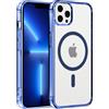 Coiwxmoi Custodia per iPhone 13 Pro Cover Compatibile con MagSafe, Custodia TPU Morbida Trasparente con Anello Magnetico, Anti-Impressioni Digitali Backcover, Anti-Scivolo Anti-Urto Case, Blu