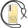 Yoedge Cover con Cordino per Samsung Galaxy S24 FE 5G 6,7,Trasparente Aesthetic Disegni Fiori Custodia con Collana Tracolla Laccio Collo, Sottile TPU Silicone + PC Antiurto Case per Samsung S24 FE,02