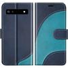 BoxTii Cover per Google Pixel 6A 5G, Custodia in PU Pelle Portafoglio per Google Pixel 6A 5G, Magnetica Cover a Libro con Slot per Schede, Blu