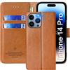 FMPCUON Cover per iPhone 14 PRO,Cover in Pelle iPhone 14 PRO,Flip Wallet Case Custodia in Pelle PU Premium,Slot per Schede,con Magnetica a Scatto per Apple iPhone 14 PRO,Blu