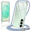 Oelrstfe Cover con Cordino per Samsung Galaxy S25 Plus, Trasparente Silicone Custodia con Regolabile Collana Laccio Tracolla, Antigraffio Proteggere Case Corda per Samsung S25+, Blu