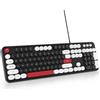 SbocKeeb Tastiera Retrò Macchina da Scrivere, Tastiera Membrana pc con Filo Cablata USB， Fullsize con Tasti Rotondi Mobili, Americana QWERTY per Laptop, Ufficio, PC, Desktop, Windows
