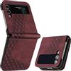 OKZone Cover per Samsung Galaxy Z Flip 3, Custodia in Pelle Samsung Z Flip 3, Antiurto Cover a Libro Galaxy Z Flip 3 Ultra Sottile Protettiva PU Pelle Flip Caso con Anti-Graffio Case Cover (Rosso)