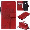 Fatcatparadise Cover per Samsung Galaxy A20E/A10E, Custodia Samsung A20E/A10E, Custodia Portafoglio a Libro in Pelle Flip Cover e TPU Silicone con Funzione Supporto Chiusura Magnetica (Rosso)