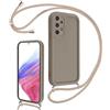 Coalbooliy Cover per Samsung Galaxy A53 5G 6,5 con Cordino per Cellulare, Custodia Silicone con Regolabile Collana Sottile Morbida Case Protezione della fotocamera Antiurto con Necklace, Cachi