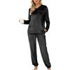 Lovasy Pigiama Donna in Pile Invernale Caldo Morbido e Confortevole Pigiama a Maniche Lunghe con Scollo a V Set Pigiami Due Pezzi Leggero con Tasche,C Rosa Chiaro,M