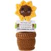 TOYMIS Girasole Positivo All'Uncinetto, 13cm Fatto a Mano Girasole in Vaso All'Uncinetto con Biglietto di Auguri Ispiratore Graziosi Fiori Lavorati a Maglia per Ufficio e Casa Regalo (Universale)
