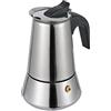 Baroni Home Caffettiera Moka Express per tutti i piani cottura, Manico Antiscottatura, Moka in Acciaio, Caffettiera per Induzione, Argento 2 Tazzine