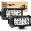 PICAA LED Luce da Lavoro, 2X 7 pollici 8D 120W Faro da Lavoro Led Tripla Fila Combo Led Luci di Lavoro Fuoristrada a Led per FUORI STRADA Moto 4WD SUV ATV UTV Camion 12V 24V