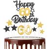 mciskin Set di candele torta per 60° compleanno oro nero,60° Decorazioni di compleanno per uomini,Candele numero 60 per torta,oro nero stella torta con d'argento per decorazioni di festa per uomini e donne