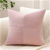 Sungeek Set di 1 federa decorativa per cuscino, 50 x 50 cm, in morbido velluto a coste, a righe, con motivo patchwork a croce, tinta unita, per divano, letto, patio, 50 x 50 cm, rosa