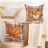 AwzyGous Federe per Cuscini Autunnale a Forma di Zucca Arancione e Foglia d'acero a Scacchi, Fodera per Cuscino da Divano 40x40 cm Soffice per Poltrona, Camera da Letto, Halloween, Ringraziamento Set da 2