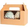 Gcardist Contenitore per cupcake marrone, doppio supporto usa e getta, 15 doppi con finestra, 16,5 x 9,2 x 8,9 cm (6,5 x 3,6 x 3,5)