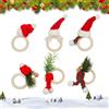 Embhlitfe 6 Pezzi Portatovaglioli di Natale Lega Ferma Tovaglioli Decorazioni Natalizie da Tavola Legna Allacciatovaglioli per Natale Anniversari Cene Matrimoni Feste Banchetti Decorazione da Tavolo (Legno, 1)