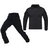 WISEONUS Tuta Tattica Camicia Airsoft Pantaloni Mimetici Paintball Militare Tattico Softair Uniforme Combat BDU Uomo Combattimento Caccia Tute (Nero, L)