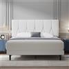 Yocreat Struttura per letto matrimoniale piccola, bianca, imbottita in legno a doghe con testiera, facile da montare, contenitore sotto il letto, senza bisogno di molle box 120 × 190