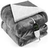 OneAmg Coperta Termica Elettrica,155x180cm 6 Livelli di Riscaldamento,Timer 10H,Spegnimento Automatico Della Coperta Elettrica -con Telecomando Digitale,Lavabile in Lavatrice,Plaid Riscaldabile Grigio