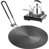 Jinfanshurich Piastra adattatore a induzione 24 cm, piastra adattatore a induzione in acciaio inox con manico pieghevole isolato, piastra adattatore per l'uso di caffettiera e pentole su piani cottura a induzione