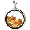 A Bijoux Collana In Granato Spessartite Grezzo. Modello Medaglione 25 Mm. Colore Argento.