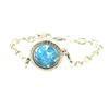 A Bijoux Bracciale Apatite Blu Neon Grezzo Modello Medaglione 25 Mm. Colore Argento.