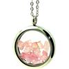 A Bijoux Collana In Tourmaline Rosa Grezza. Modello Medaglione 25 Mm. Colore Argento.