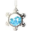 A Bijoux Collana Apatite Blu Neon Grezzo. Modello Fiocco Di Neve.