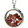 A Bijoux Collana In Granato Rodolite Grezzo. Modello Medaglione 25 Mm. Colore Argento.