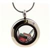 A Bijoux Collana Tormalina Multicolore Brut. Modello Medaglione 25 MM Colore Argento