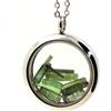 A Bijoux Collana In Tourmaline Verde Grezza. Modello Medaglione 25 Mm. Colore Argento.