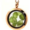 A Bijoux Collana Peridoto Grezzo. Modello Medaglione 25 Mm. Colore Oro Rosa.