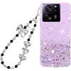 Rnrieyta Miagon Brillantini Cover per Xiaomi 13T Pro/13T,Bling Glitter Stelle Custodia Case Paraurti Trasparente con Perla Cuore Farfalla Anti-Smarrimento Cordino Fascino