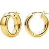 Miore Orecchini Donna Argento Sterling 925 Placcato Oro 18K, Orecchini a Cerchio Dorati Lisci da 15mm, Gioielli da Donna Made in Italy, con Custodia Portagioie
