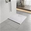 Heilmetz Piatto doccia 80x80 cm piatto,Piatto doccia Bianco antiscivolo effetto pietra + copertura SMC, apertura di scarico Ø 90 mm (senza sifone)